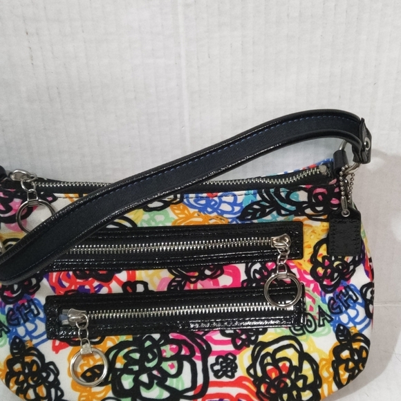 COACH Poppy Multicolor Scribble Graffiti Blossom Small Hobo Shoulder Bag Y2K New - Picture 9 of 16